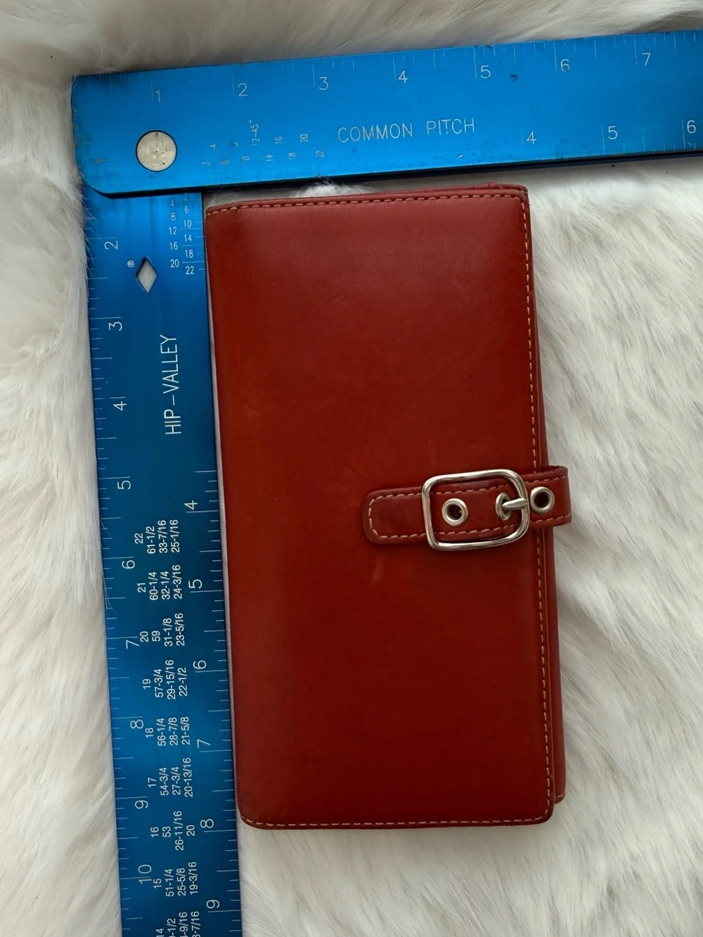 Red Leather Buckle Wallet coach